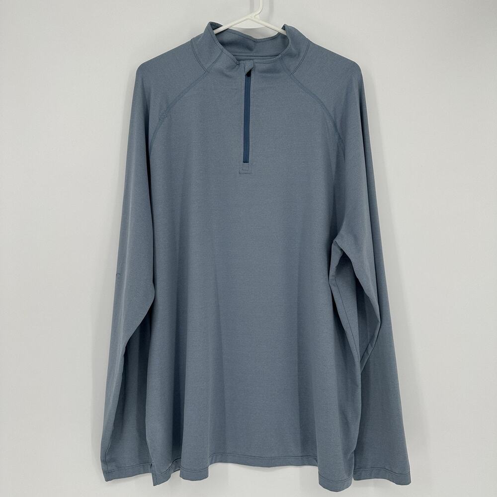 Rhone Mens 2XL Blue Performance 1/4 Zip Mock Neck Long Sleeve Shirt
